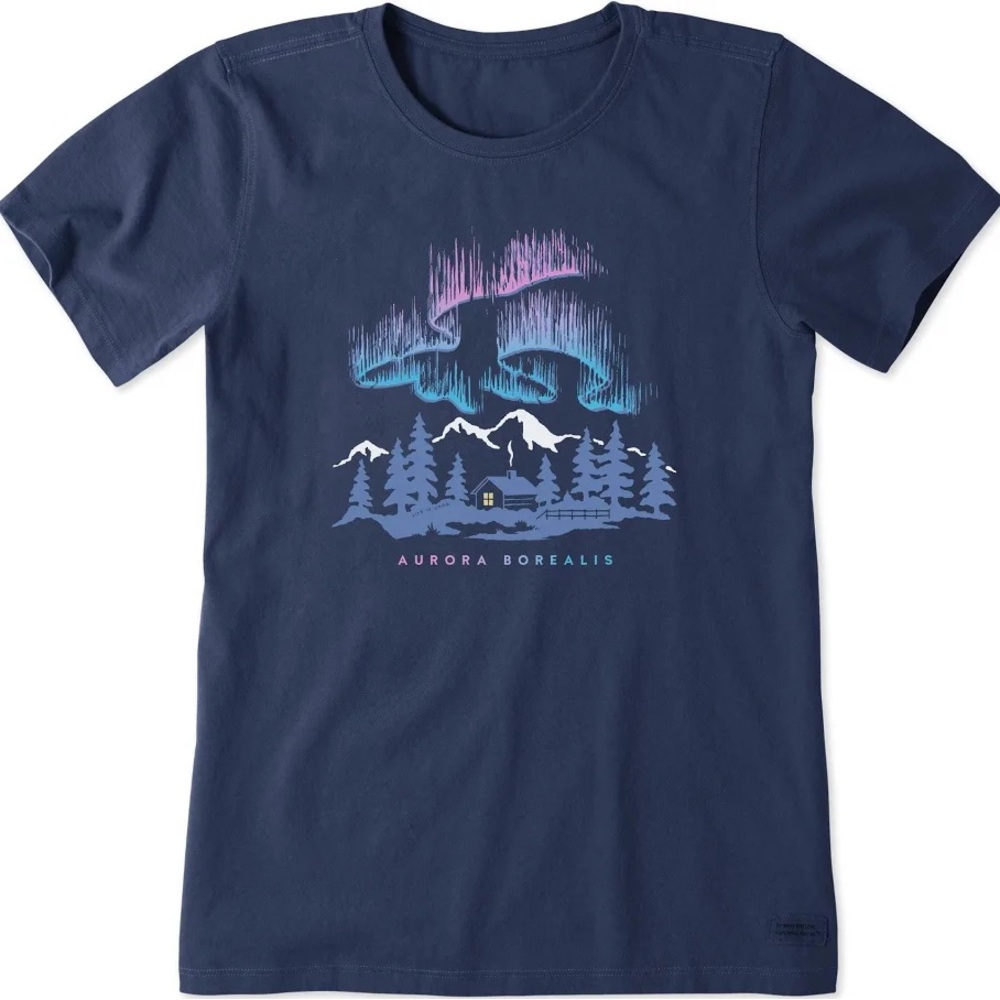 Life Is Good Navy Blue Aurora Borealis Tee